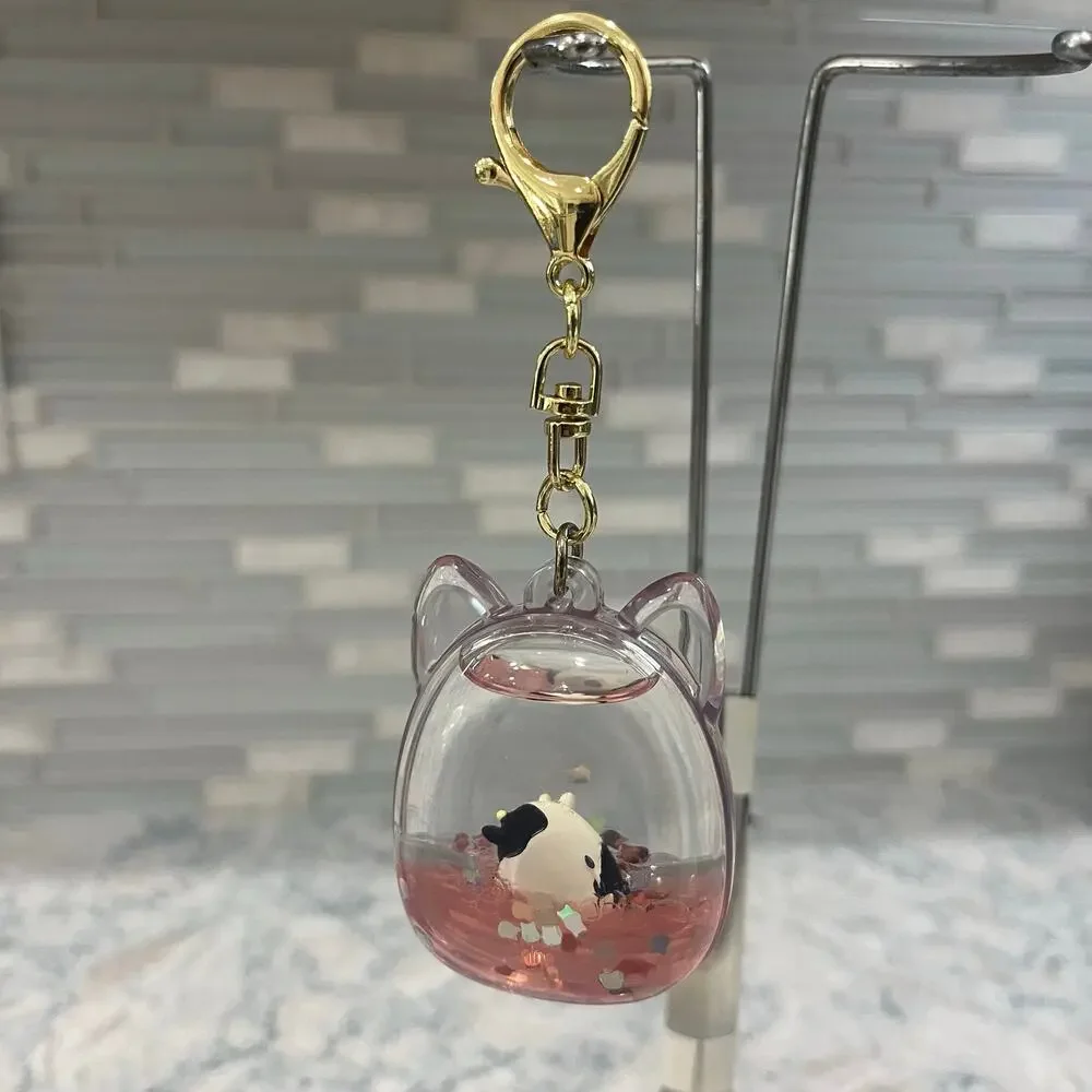 Squishmallow Tsunameez Connor the Cow Keychain Bag Clip Pink Liquid